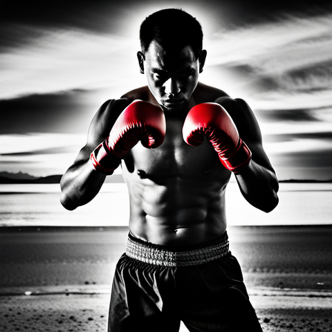 muay thai fighter with gloves