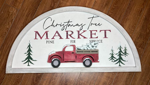Christmas Tree Market with Red Truck