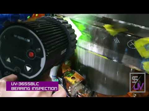 Short video showing the Spectro UV UVision UV-A blacklight handheld inspection lamp kit in use for an NDT UV-A fluorescent inspection 