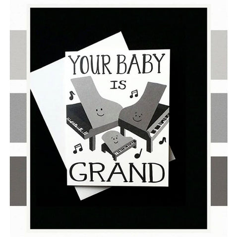 baby grand piano greeting card