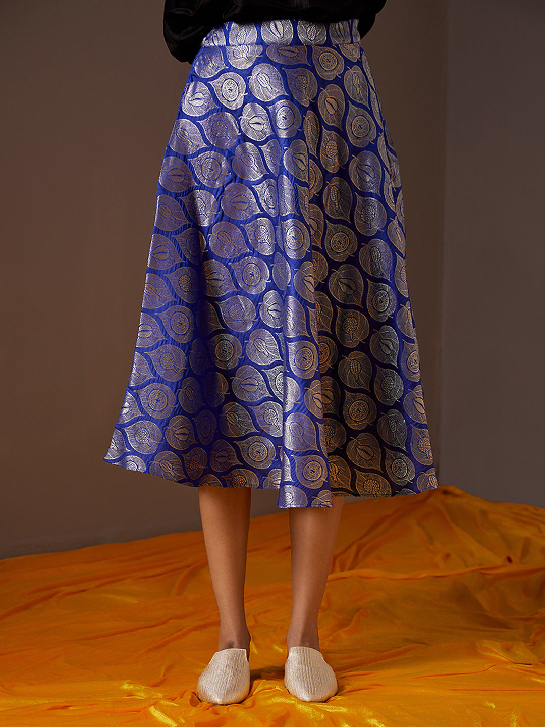 Banarasi zari circular skirt- Imperial blue