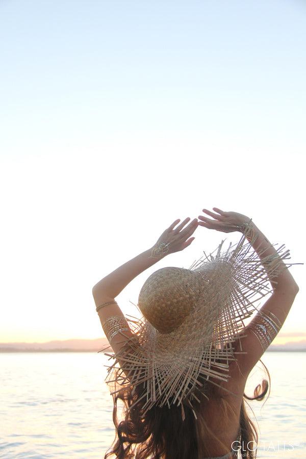 GLO TATTS flash tattoo lack of color straw hat crochet bikini Byron Bay