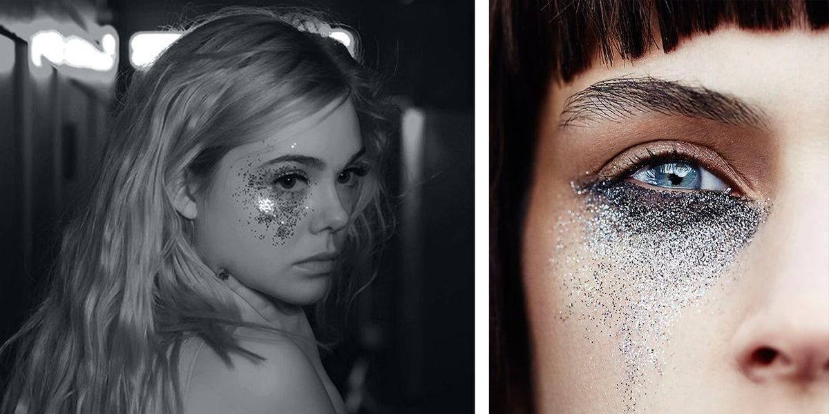 Glow in the Dark Glitter silver eyes festival style fashion eyes