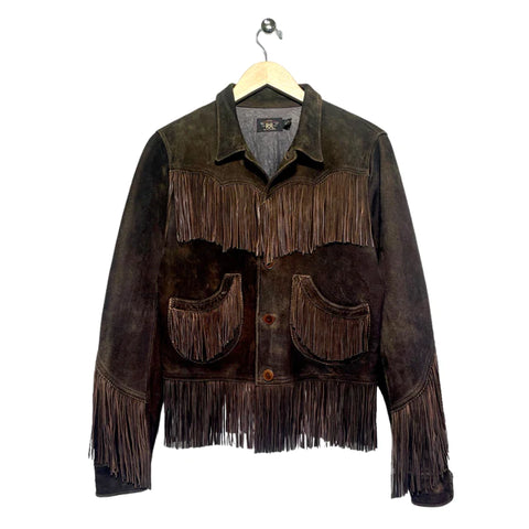 ralph lauren dark brown size medium fringe suede jacket