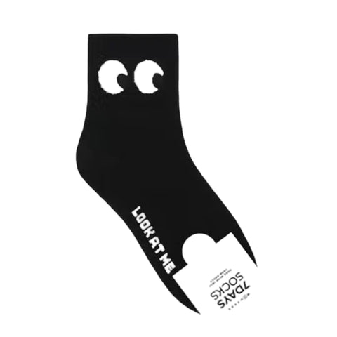 black and white eyeballs looking to the right crew socks