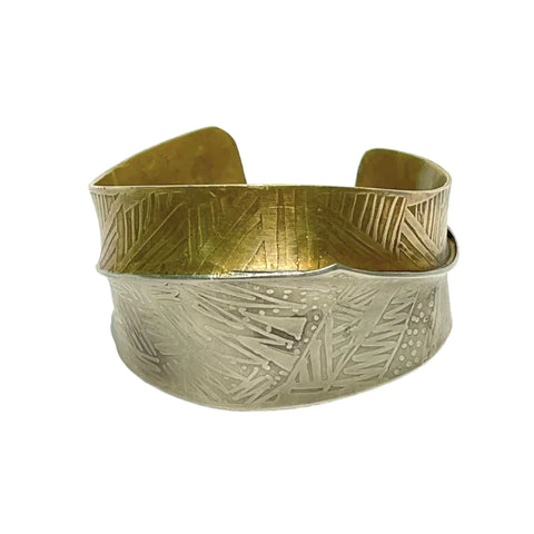 antique brass and silver cuff bracelet sold at a discounted price at portland's best consignment shop 2023