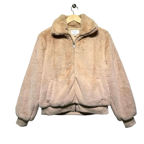 rusty size small cream faux fur zip up jacket