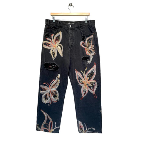 free people pants, free people embroidered jeans, portland resale