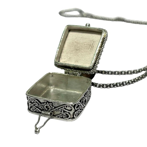square box silver pendant