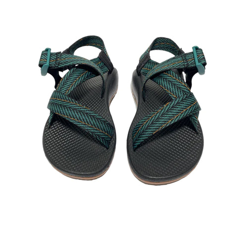 chaco green and black walking/hiking sandal available for purchase in south portland at here we go again portland's best deluxe consignment boutique