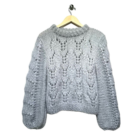 Ganni size small light blue cable knit mohair blend sweater