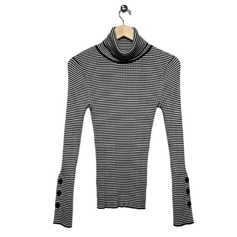 anthropologie black and white stripe knit top