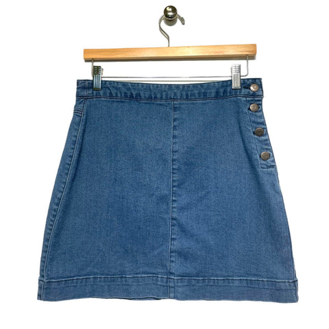 harper heritage denim skirt, denim mini skirt, shop for fall portland, pdx fall shopping