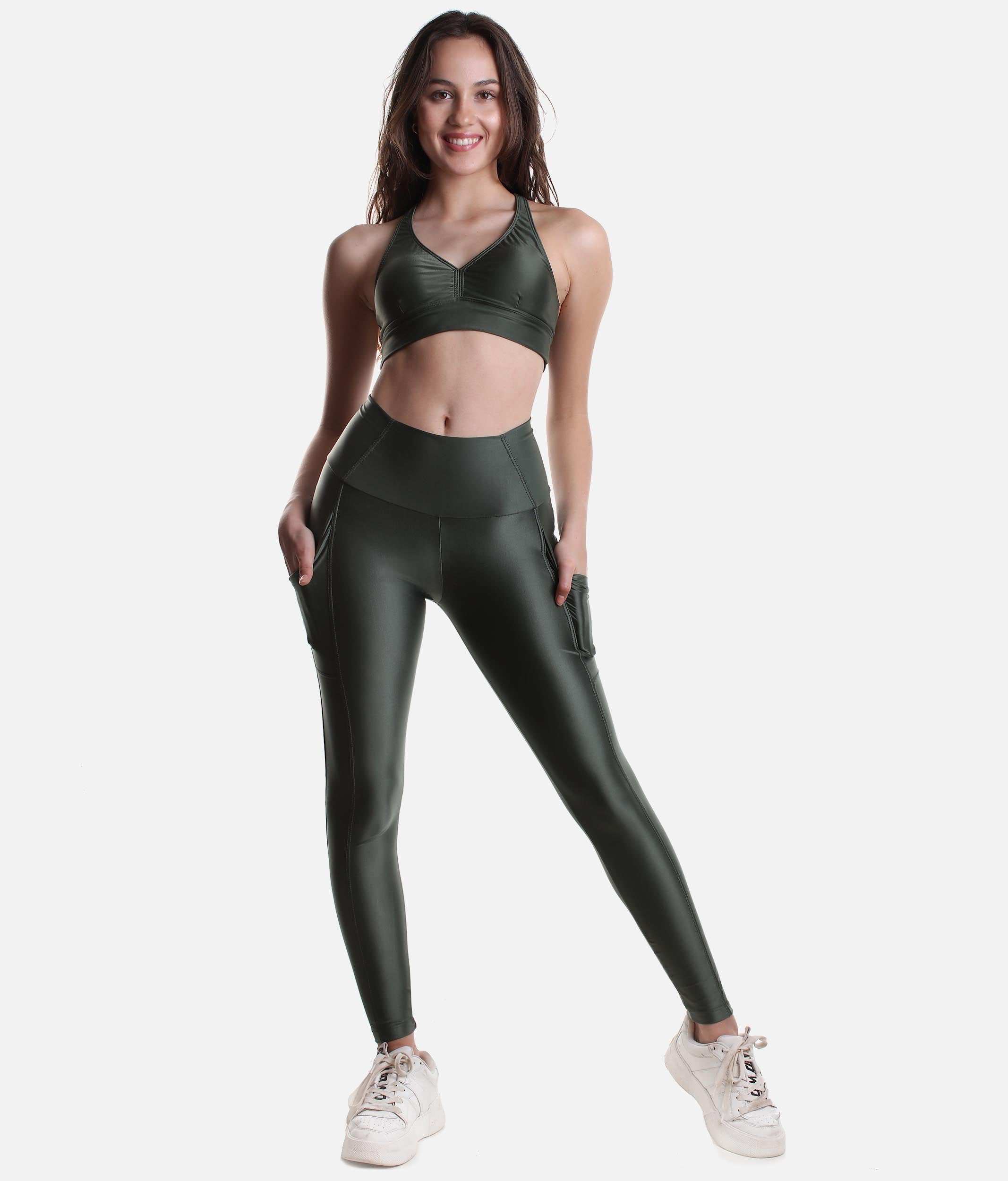 Contrast High Compression Leggings, Black A854 - Trinys Activewear