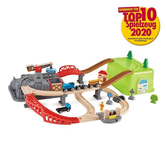 Hape E3772 41 Piece Kids Train Track Toy Playset with Storage Bucket (Used)