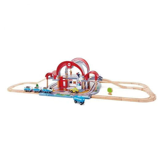 Hape Intercity Battery Powered Train Set | Moving Locomotive with  Headlight, Passenger, Magnetic Connection for Children 3+ Years