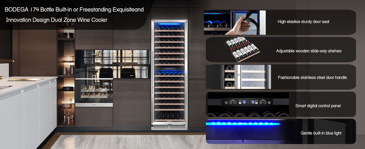 bodega larger capacity dual zone wine cooler details