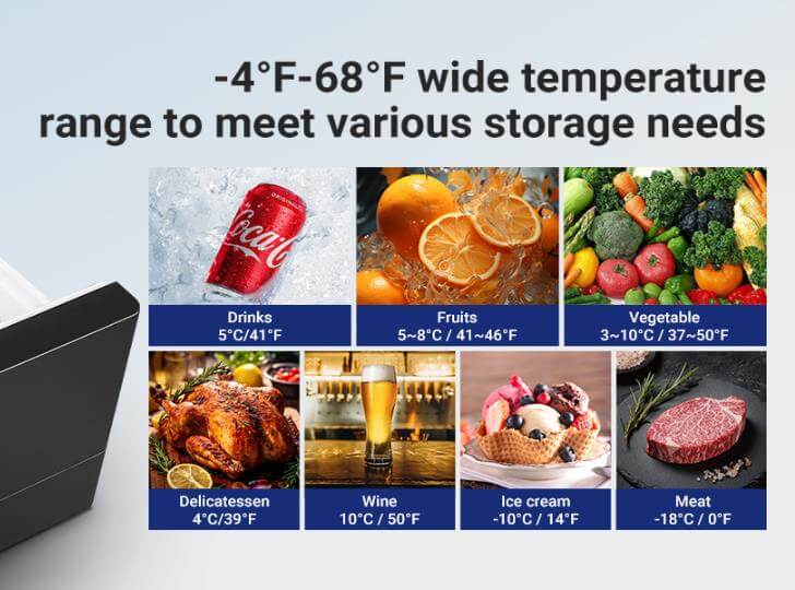 drawer car fridge temperature range