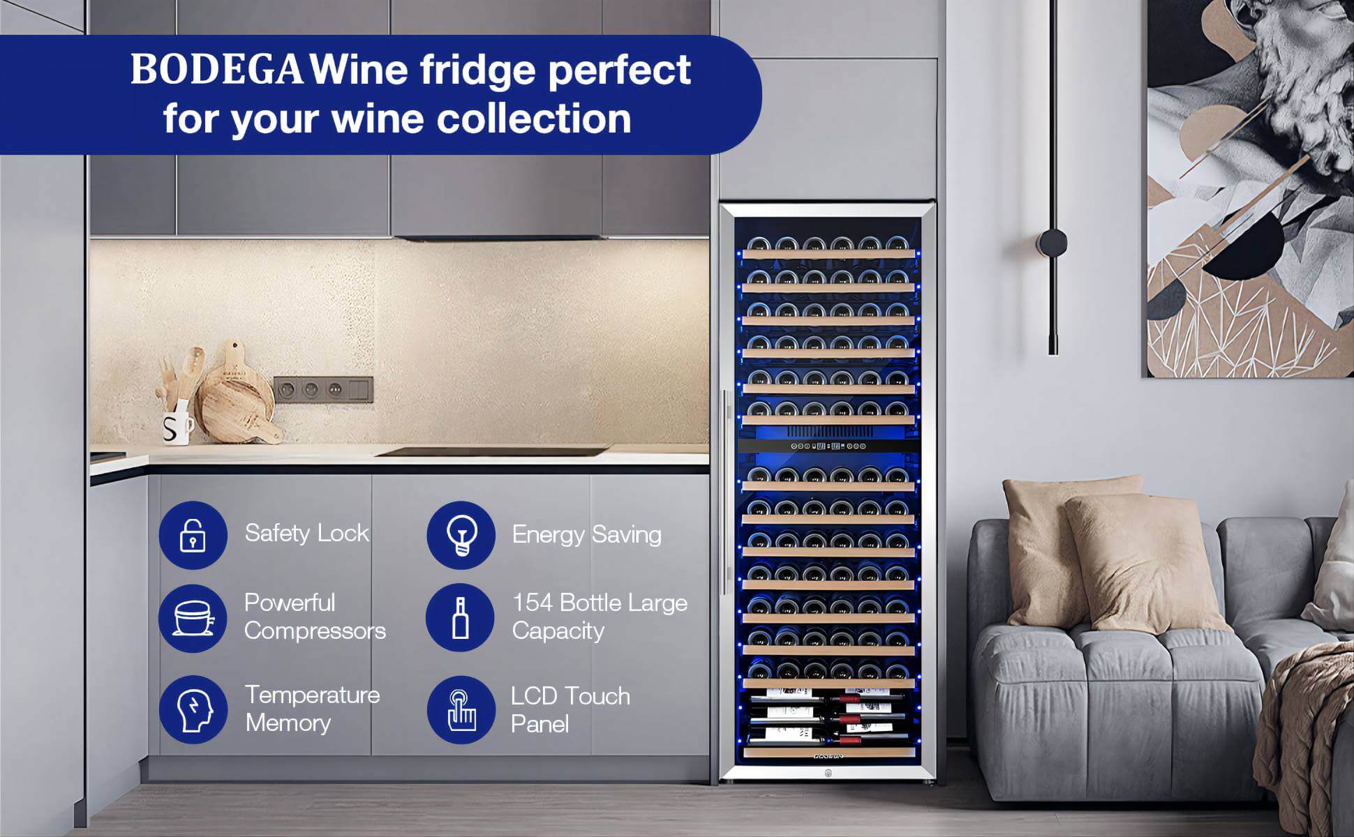 large capacity wine cooler dual zone 154 bottles