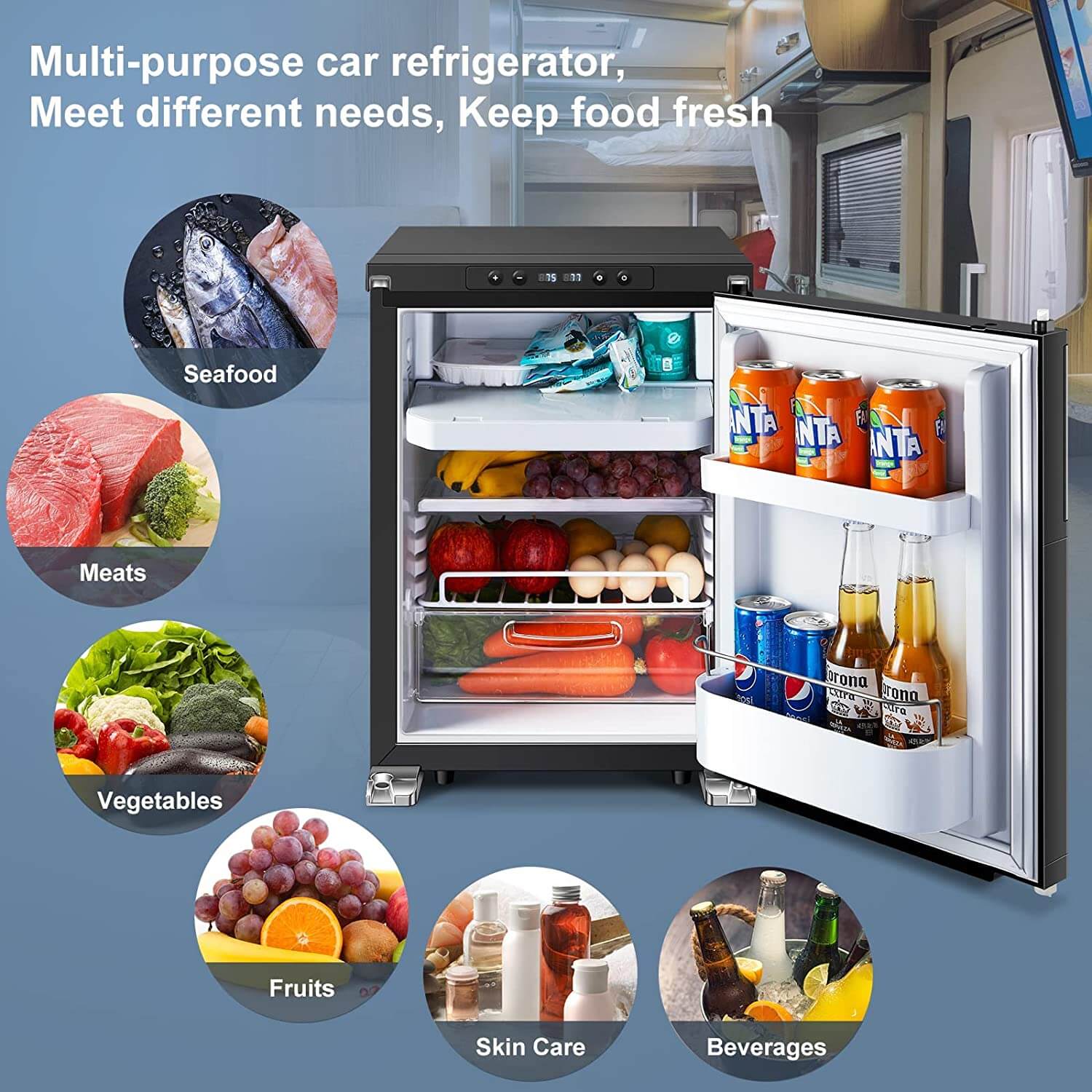 BODEGA 12 Volt RV Refrigerator 45L(1.6cu.ft) R50 RV Fridge and Freezer