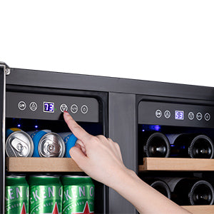 BODEGAcooler 24 Wine and Beverage Cooler Dual Zone 19 Bottles and 57 Cans