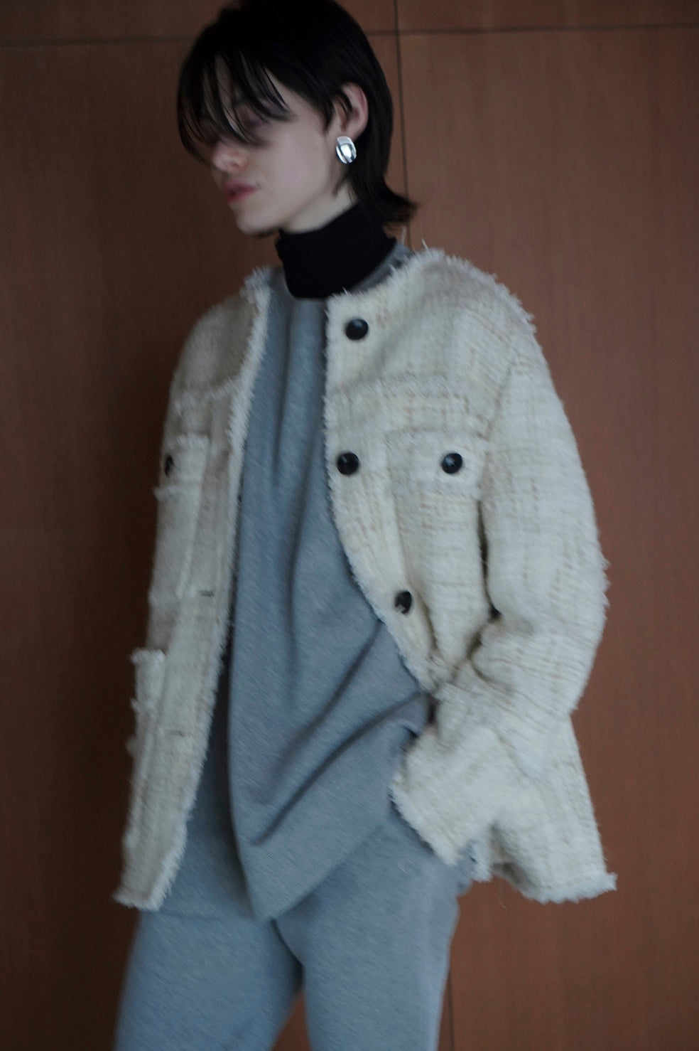 NO COLOR TWEED JACKET サイズ1 ホワイト-