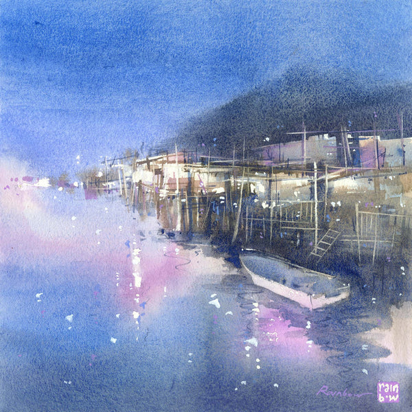 Fishing Village Painting Watercolor by RAINB.W Hong Kong Local Artist