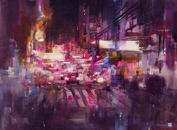 Purple City, Watercolor by RAINB.W Hong Kong Local Artist