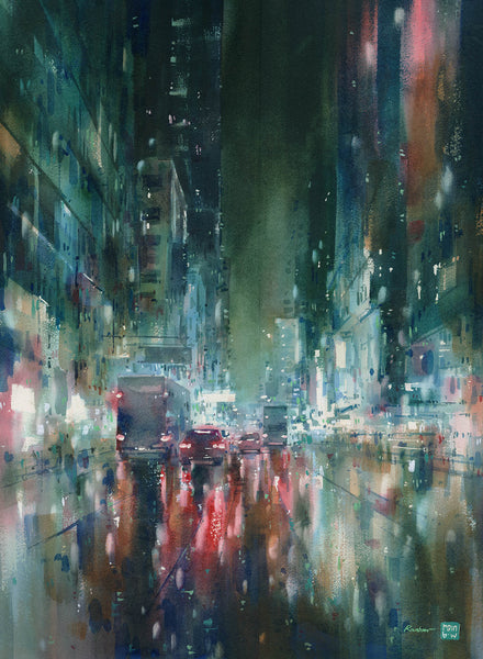 Argyle Street, Watercolor by RAINB.W Hong Kong Local Artist