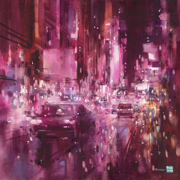 Queen's Road Central, Watercolor painting by RAINB.W Hong Kong Local Artist
