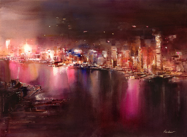 Harbour, Watercolor by RAINB.W Hong Kong Local Artist