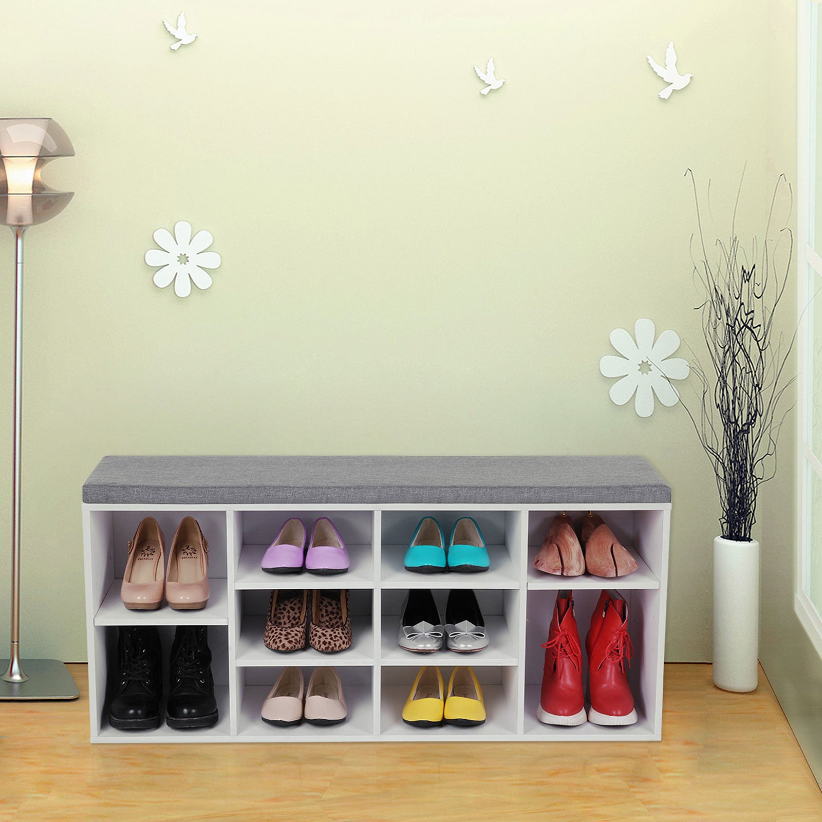 vasagle cubbie shoe cabinet storage bench