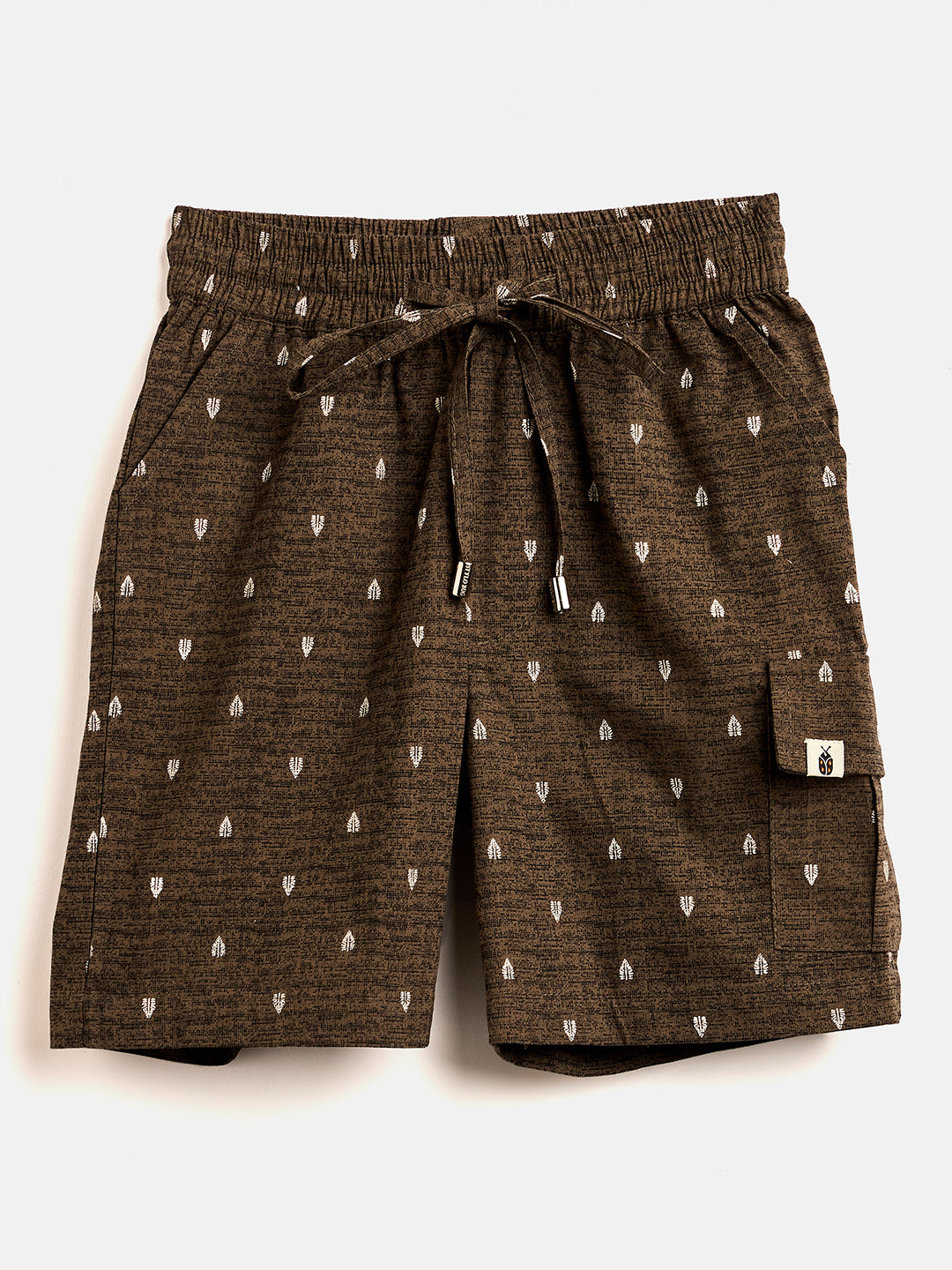 StyloBug Boys Mid Thigh All over Print Shorts - Brown