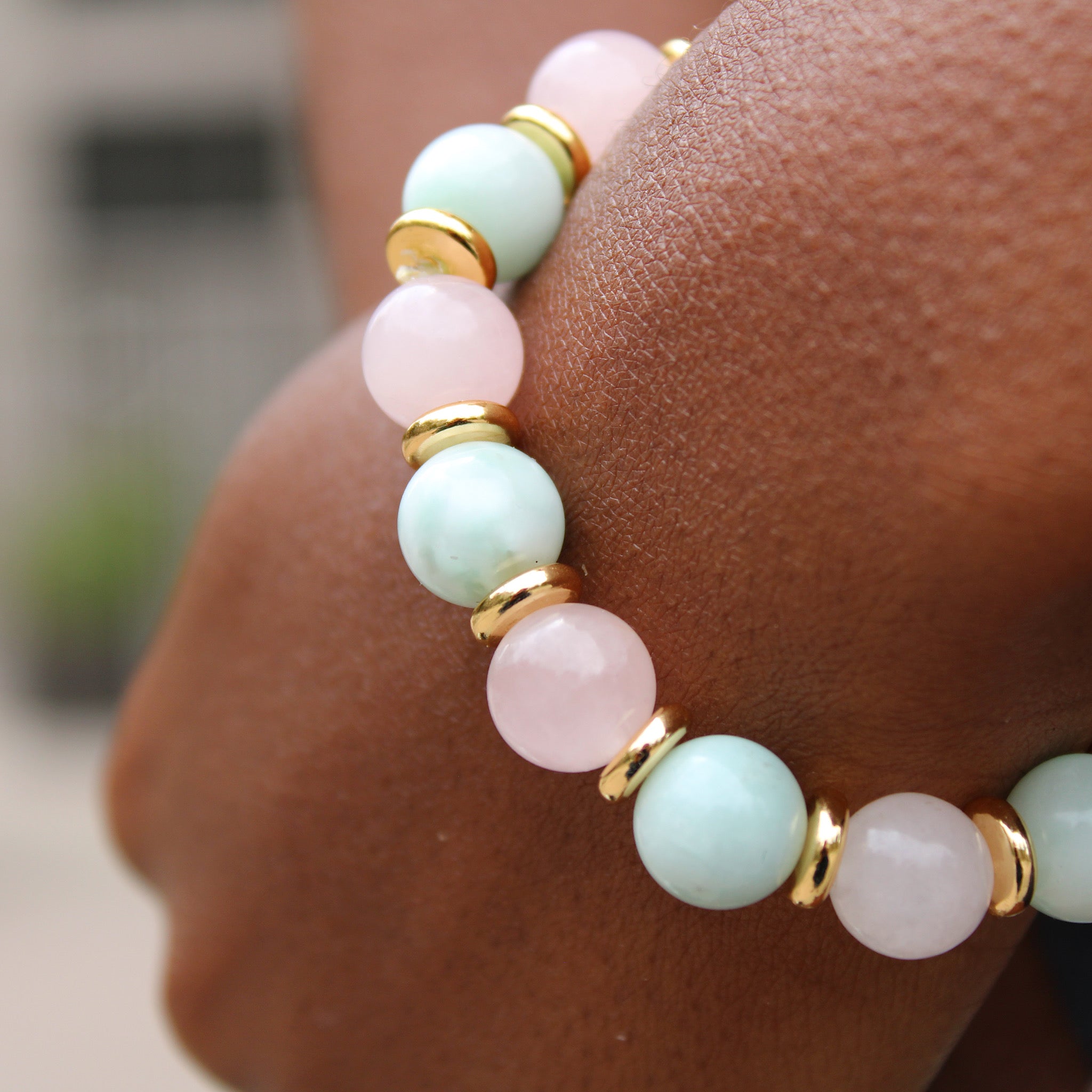 rose quartz moonstone bracelet