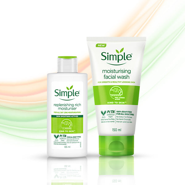 Simple Skincare Moisturising Face Wash & Protecting Light Moisturiser SPF 15 Combo