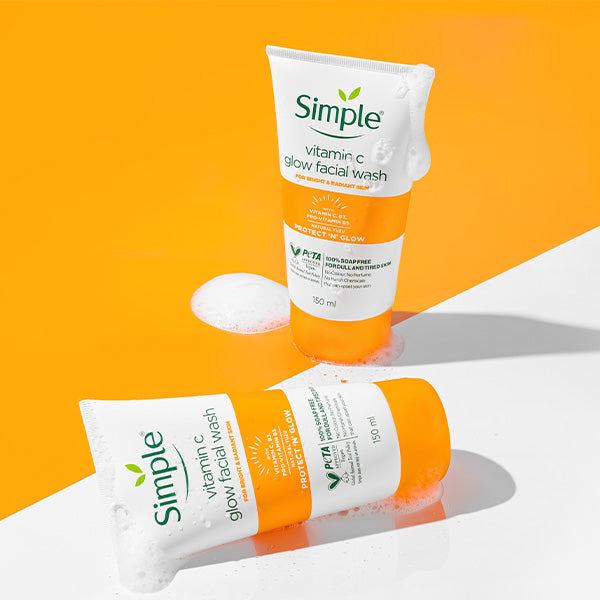 Simple Skincare Vitamin C Glow Facial Wash with Vit C,B3,B5 + Natural Yuzu Lemon