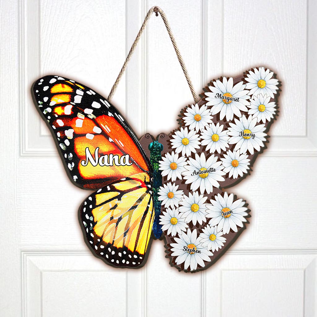 Nana Mom Auntie Family Butterfly - Personalized Mother's Day Mother Wood Sign