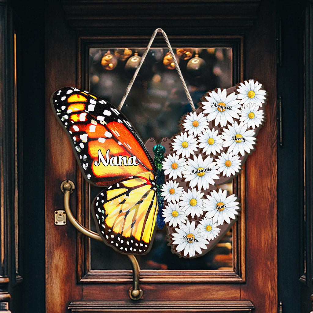 Nana Mom Auntie Family Butterfly - Personalized Mother's Day Mother Wood Sign