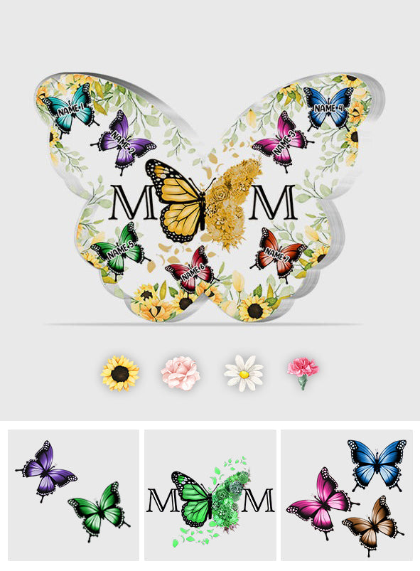 Mother And Children Floral Butterflies - Personalized Mother's Day Mother Custom Shaped Acrylic Plaque