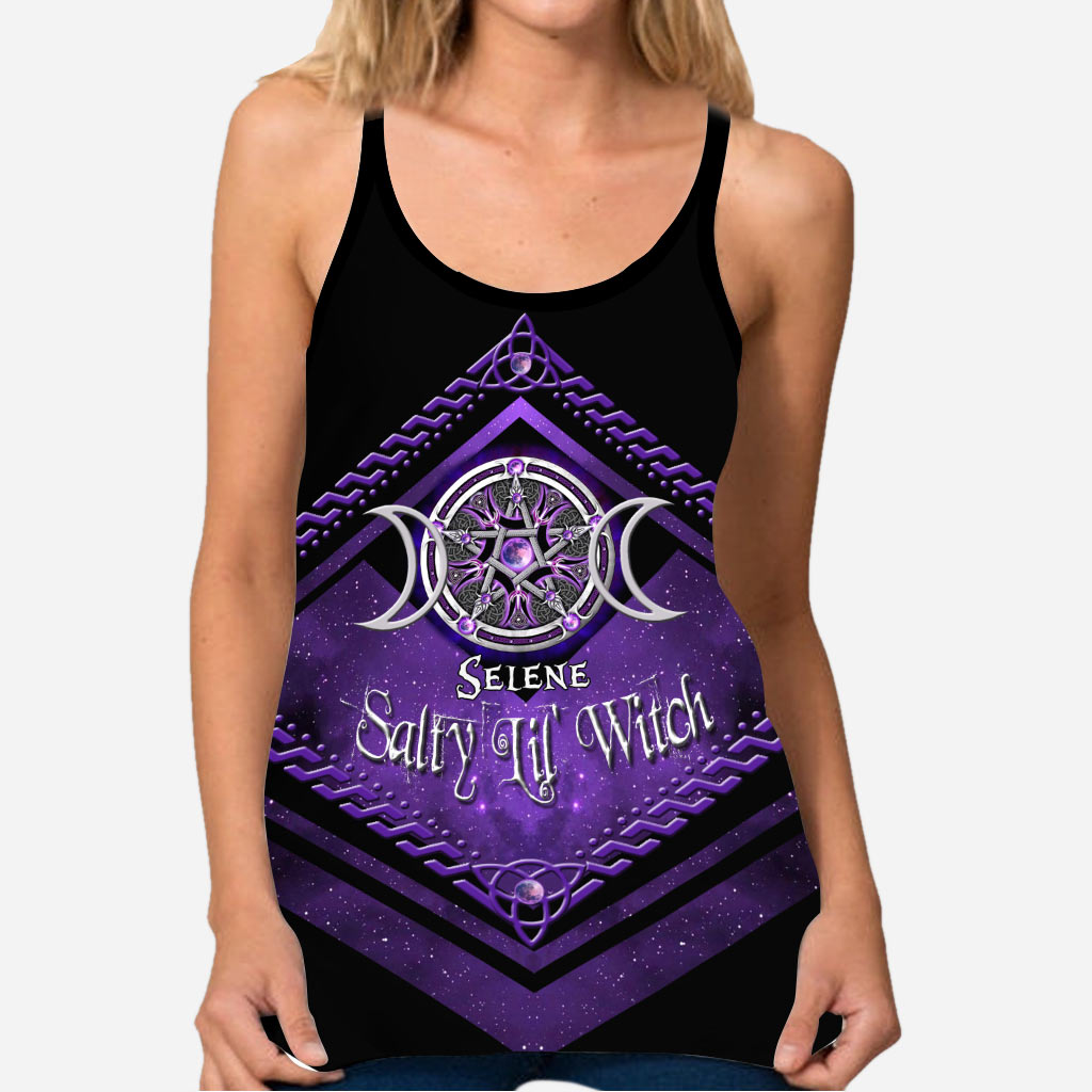 Salty Lil' Witch Purple Triple Moon - Personalized Witch Cross Tank Top