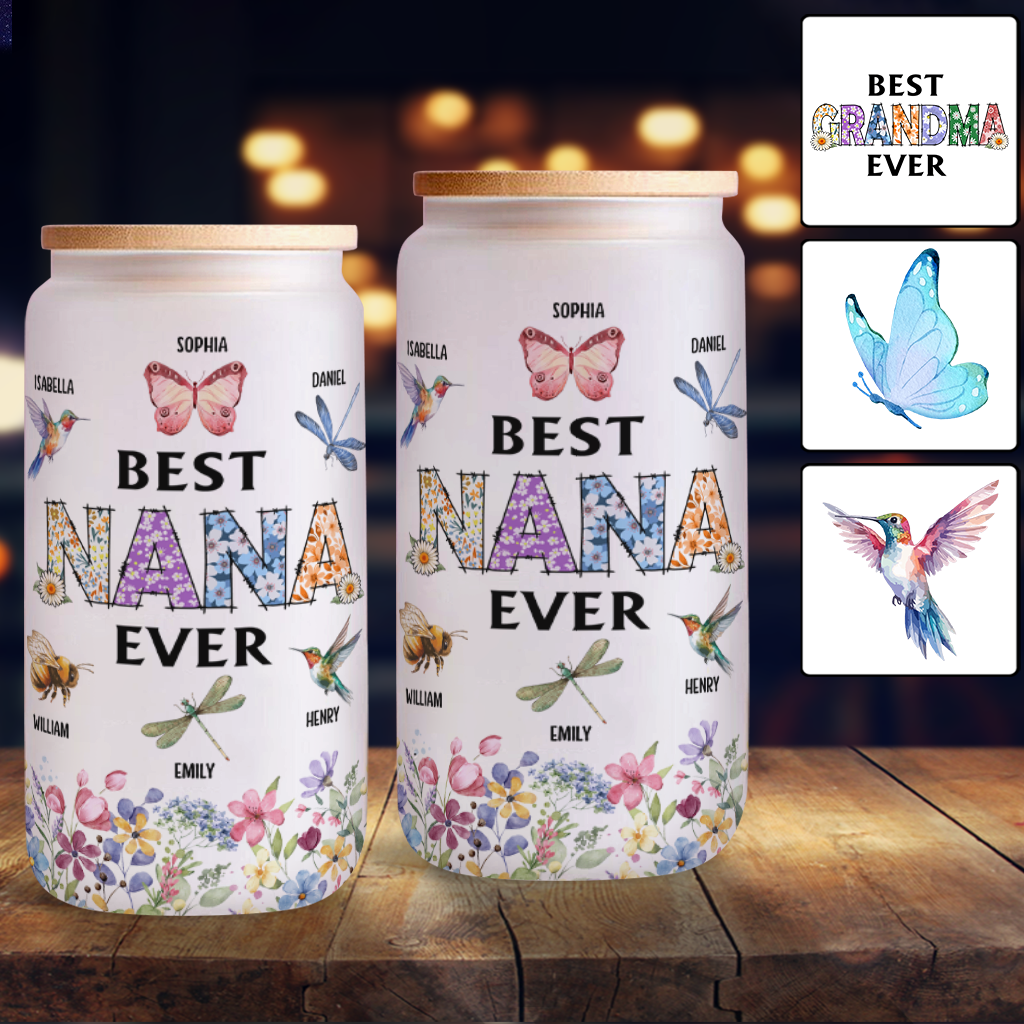 Best Mom Nana Ever - Personalized Mother Can Glass