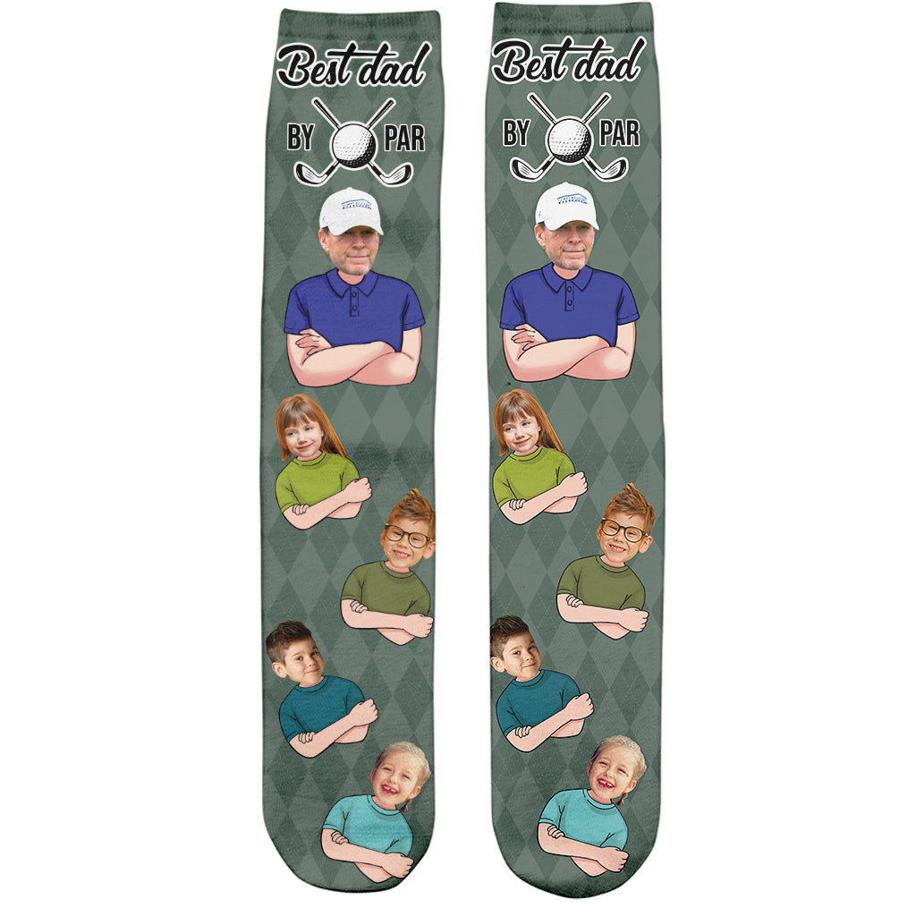 Best Dad By Par - Golf gift for dad, him, boyfriend, husband, grandpa - Personalized Socks