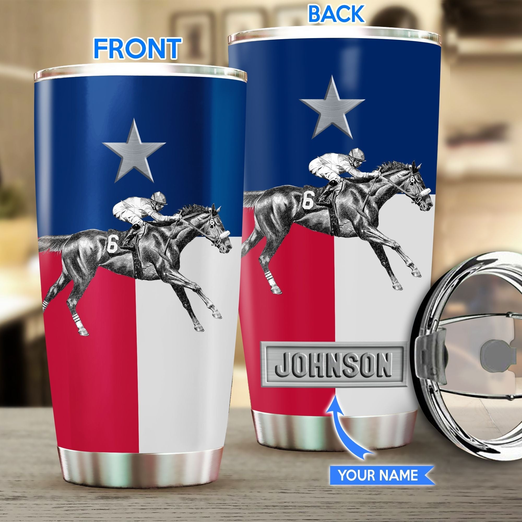 Texas Horse Racing Personalized Horse Tumbler 0523