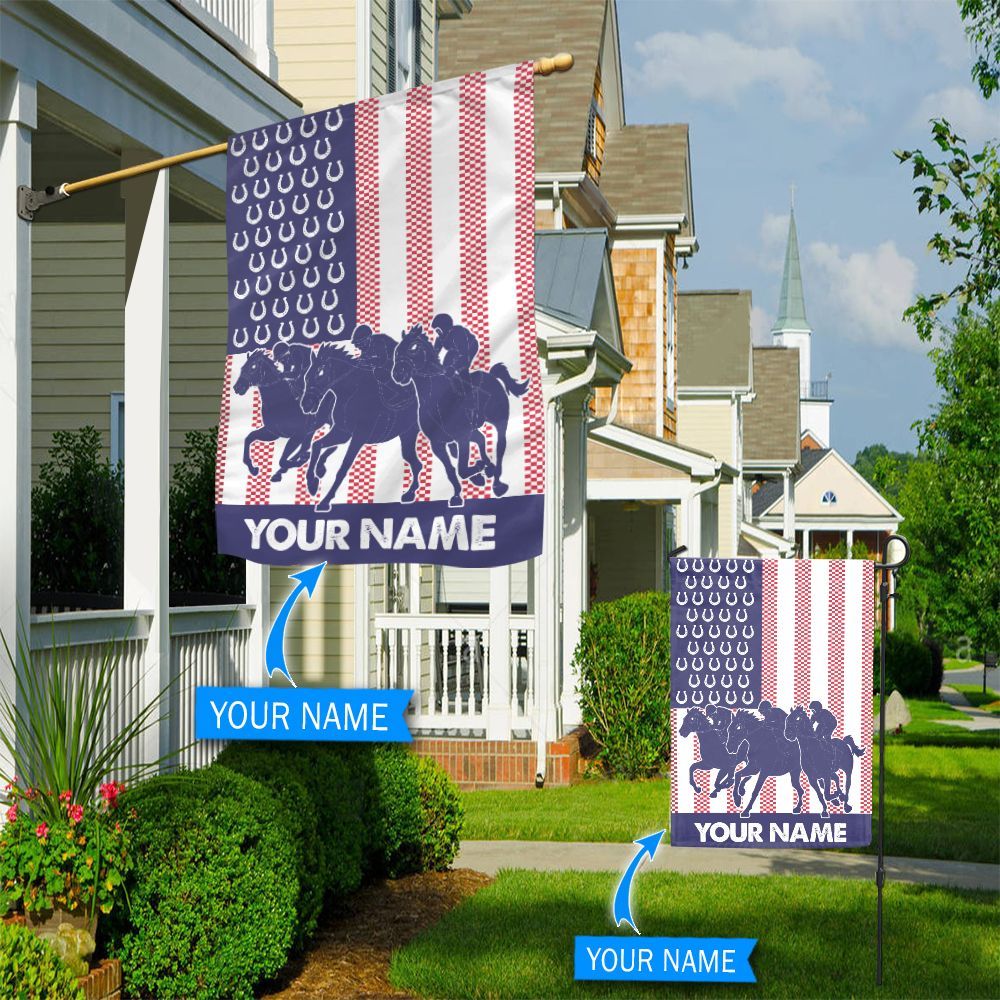 Horse Racing Personalized Horse House Flag 0523