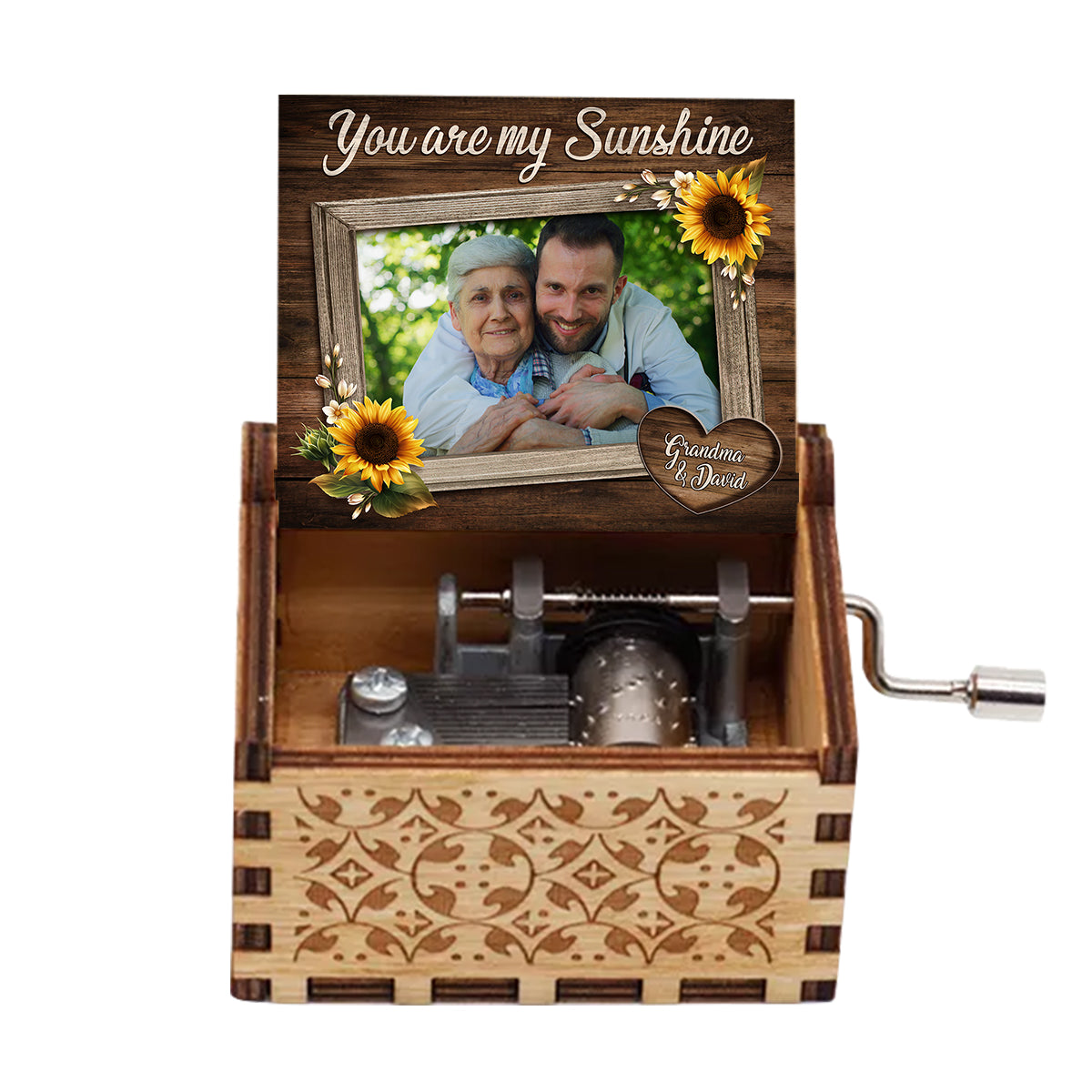 You Are My Sunshine - Gift for mom, grandma, grandpa, daughter, son, granddaughter, grandson, friend, sister, brother, aunt, uncle, dad - Personalized Hand Crank Music Box