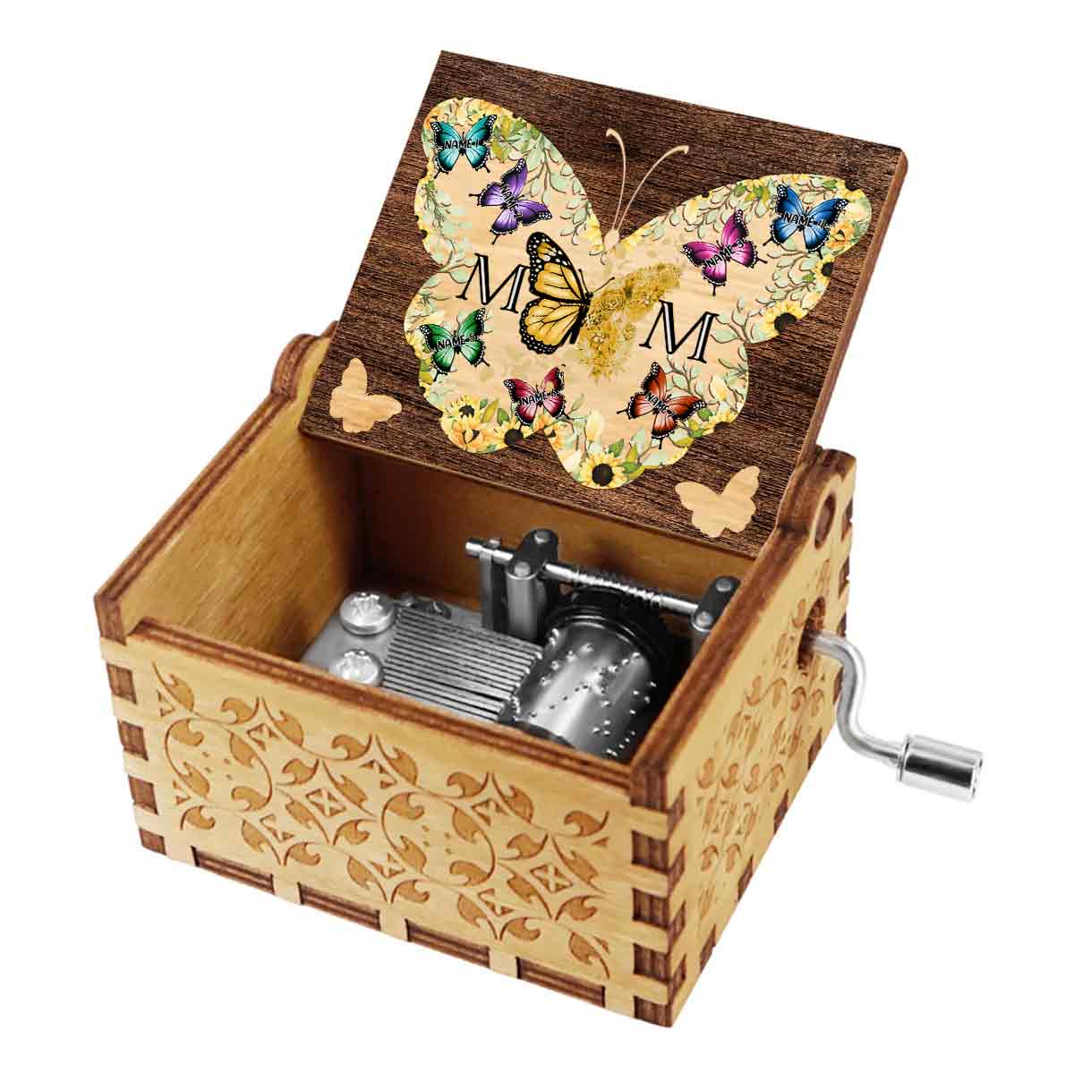 Mom Butterfly - Personalized Mother Hand Crank Music Box