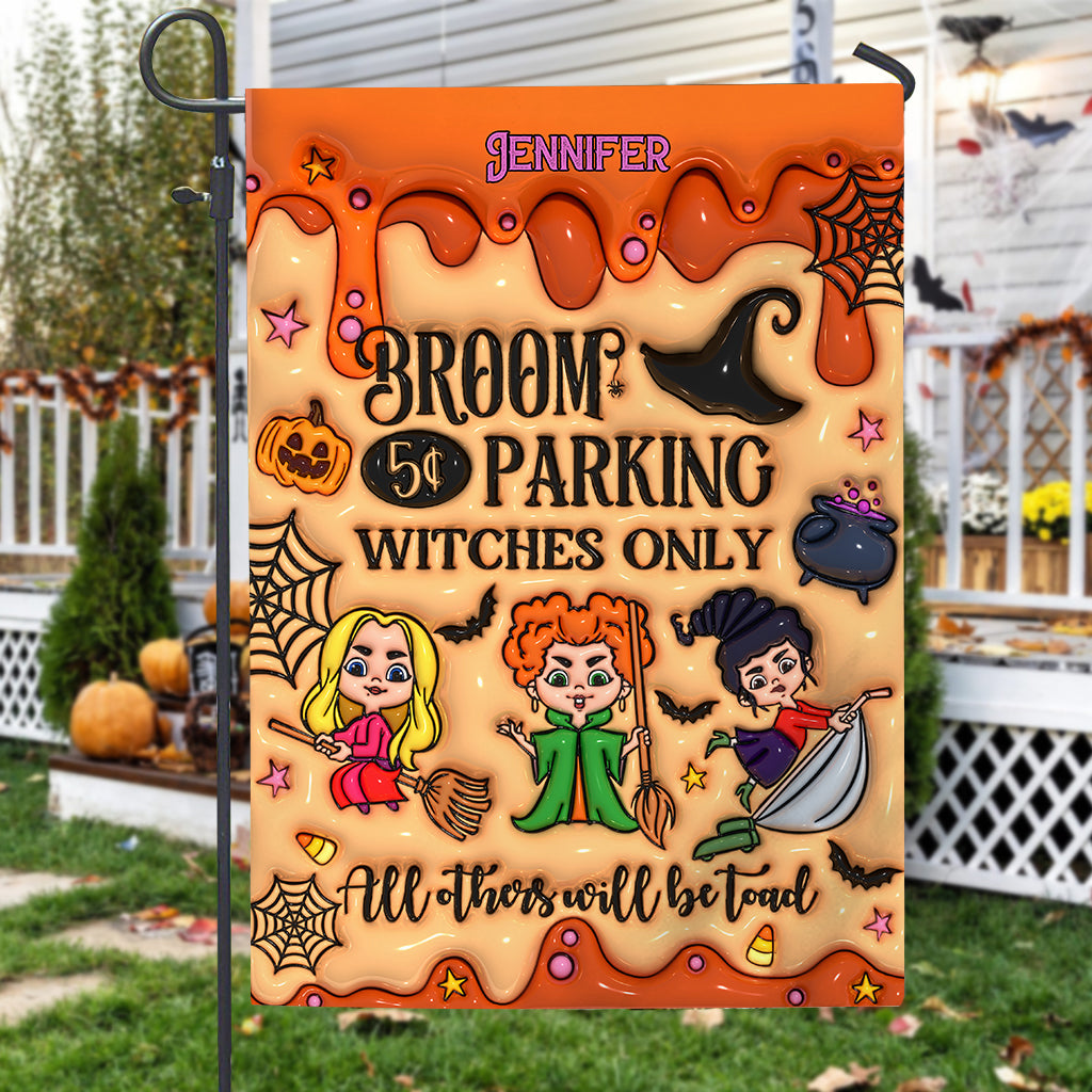 Broom Parking Witches Only - Personalized Three Witches Garden Flag