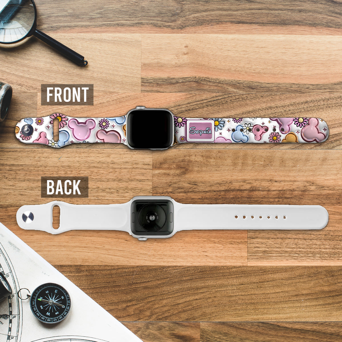 Beautiful Mouse Floral Style - Personalized Mouse Apple Watch Band