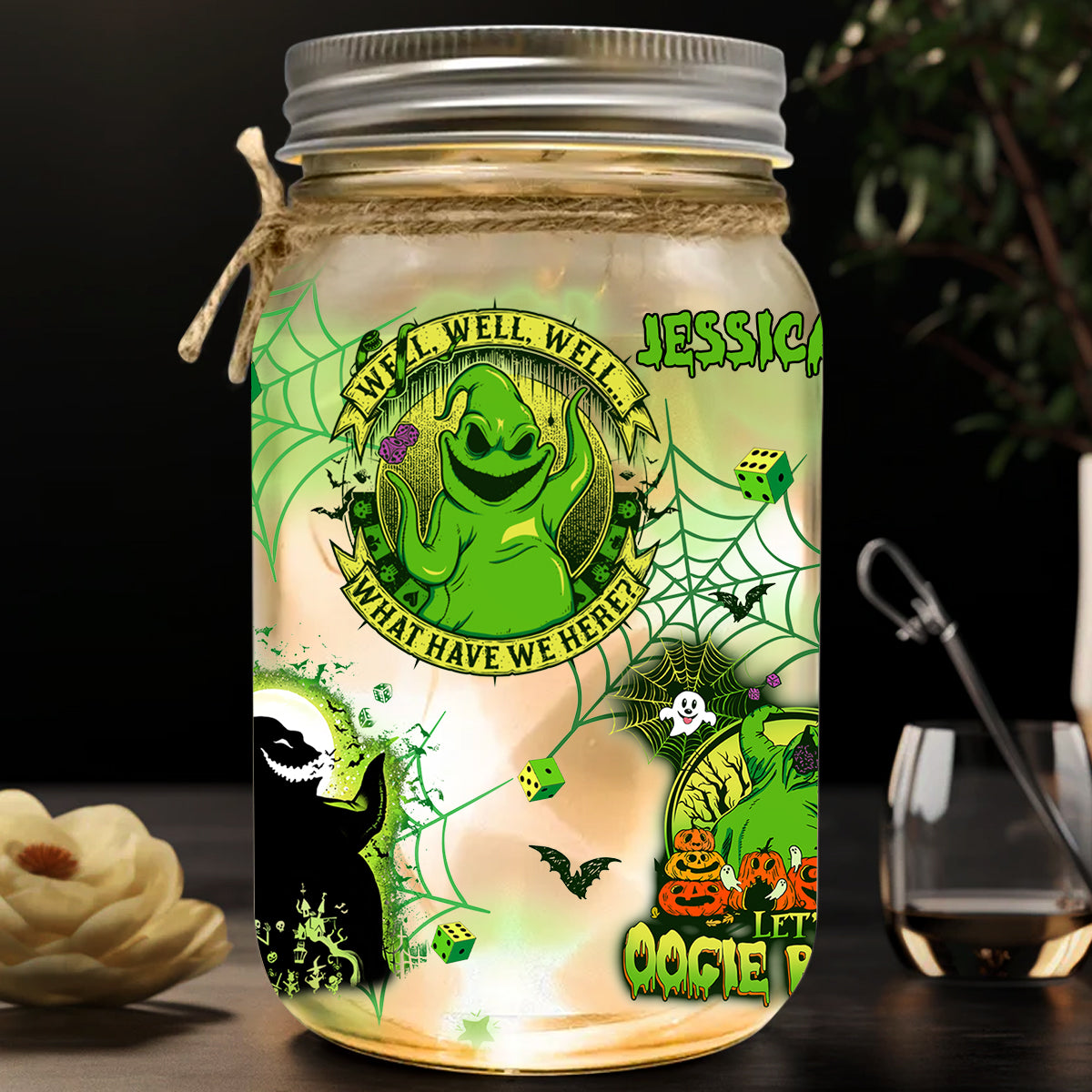 Trick Or Treat Light Oogie Boogie Bash - Personalized Mouse Mason Jar Light