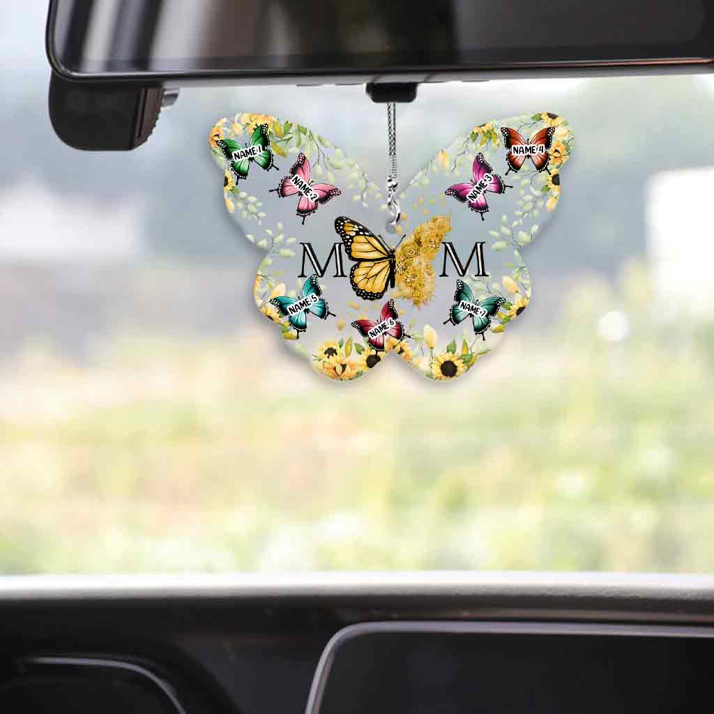 Mother And Children Butterflies - Personalized Mother Transparent Car Ornament